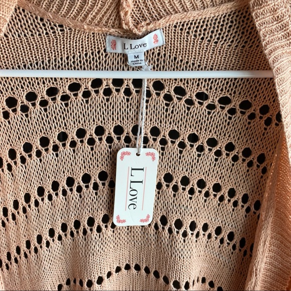 NWT L Love Peach Knit Kimono Size Medium - Picture 3 of 6